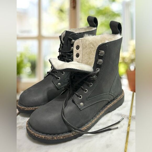 🔥 Birkenstock Bryson Shearling Nubuck Boots Graphite Size 36 - Picture 5 of 16